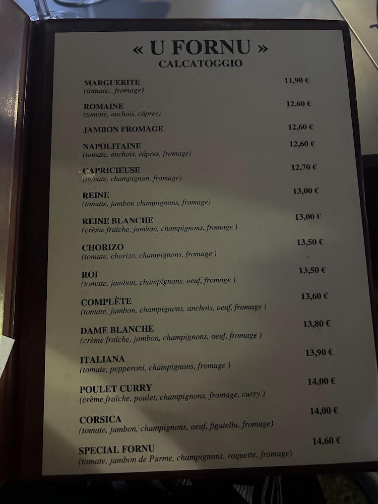U Fornu Pizzeria calcatoggio - Menu Image 1